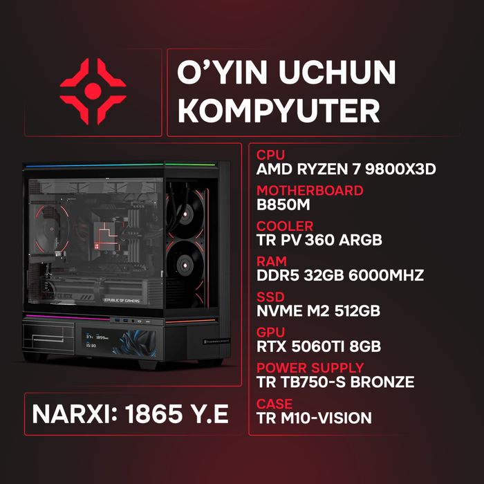 Ryzen 7 9800X3D / 32Gb 6000MHz / NVMe 512Gb / RTX 5060Ti 8Gb