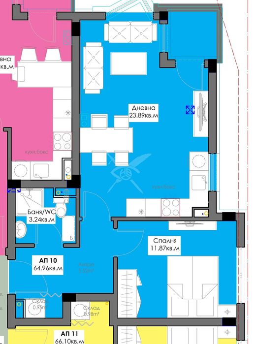 Двустаен апартамент в Крайморие 760-22994