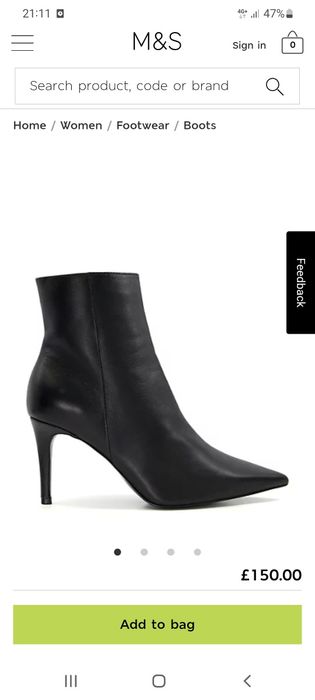Botine piele noi stiletto Marks and Spencer