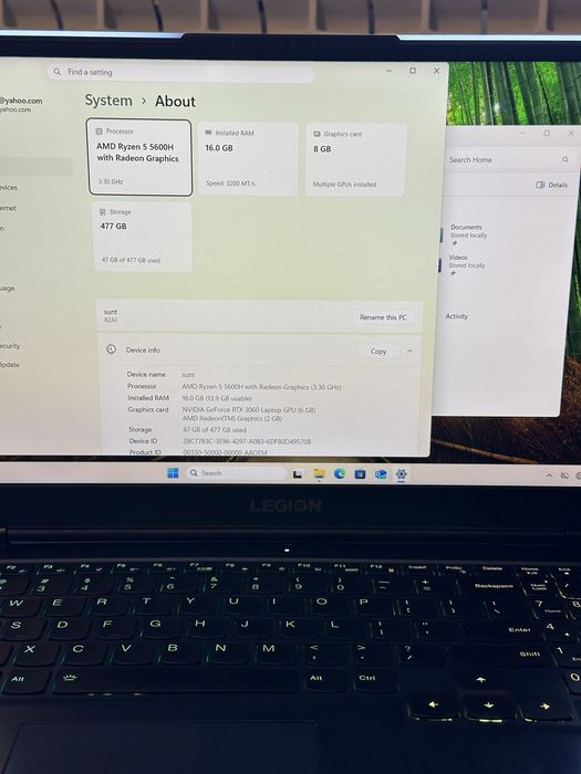 Laptop Gaming Lenovo Legion 5 15ACH6H | Ryzen 5 5600H | RTX 3060 130W | 16GB RAM | Ecran 165Hz