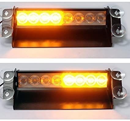 8 LED Жълта сигнална лампа за стъкло/табло, авариен блиц за кола