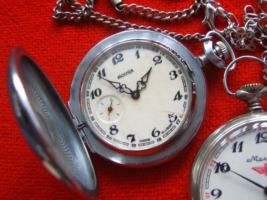 Стари оригинални механични джобни часовници Молния СССР