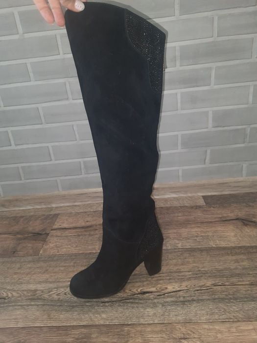 Зимние сапоги, замша