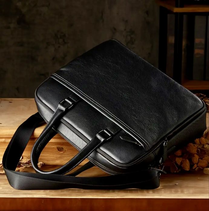 Мъжка изискана бизнес чанта за лаптоп15”/Луксозна, премиум естест.кожа