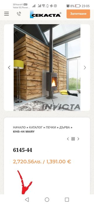 Чугунена печка / камина на дърва