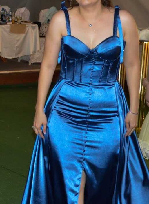 Сатенена официална рокля/бална рокля