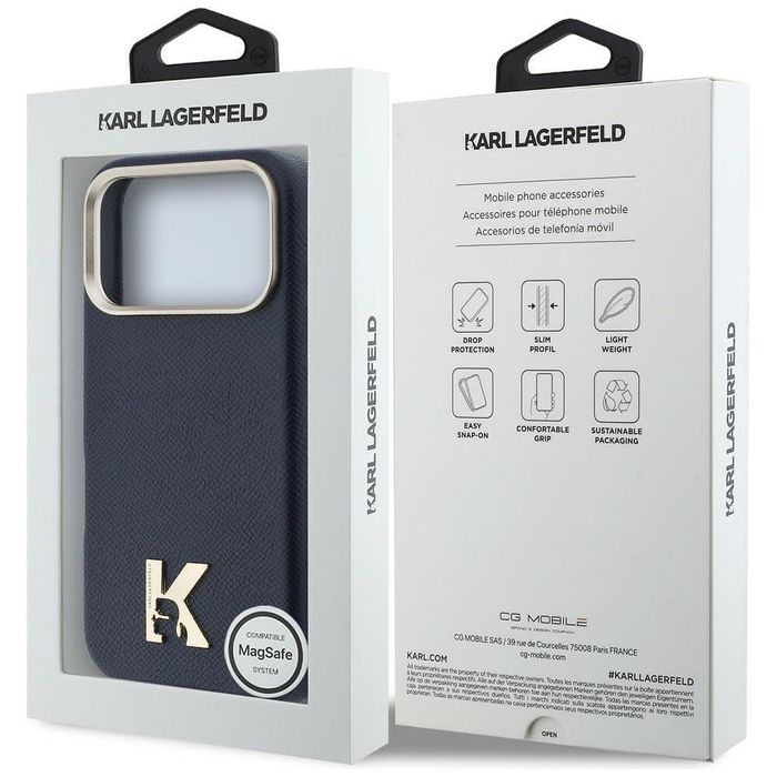 Кейс karl lagerfeld leather magsafe с k head logo за iphone 17 pro – b