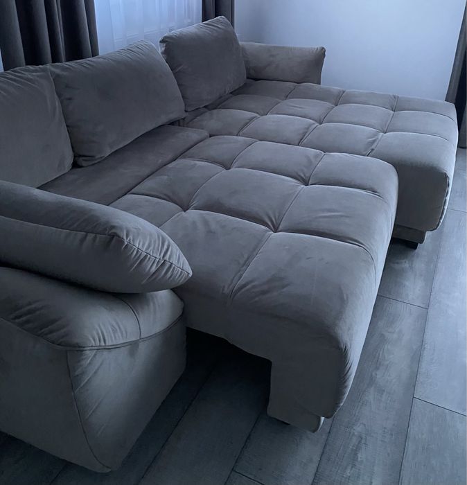 Coltar living extensibil pe stanga culoare gri