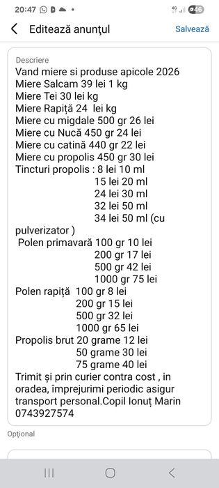 Vand miere si produse apicole naturale