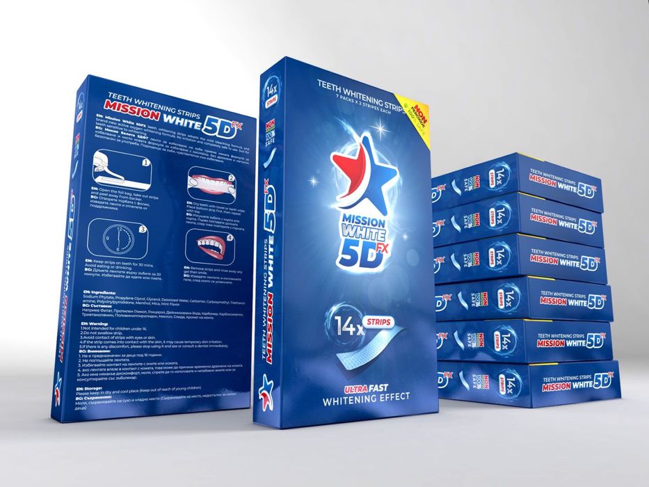 ПРОМОЦИЯ!MISSION WHITE 5D ленти за бързо и ефективно избелване на зъби