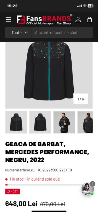 Geaca uni ex, Mercedes Performance, negru