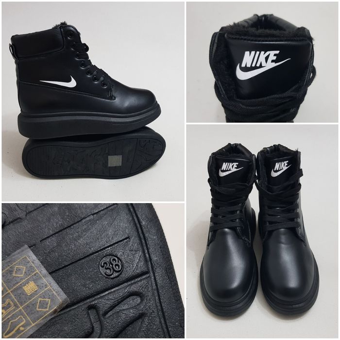 Ghete impermeabile Nike, bocanci de iarnă Nike, piele neagă, nr.38 EU