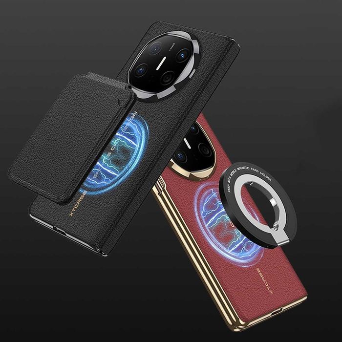 Husă Piele Flip Huawei Mate X6, Inel Magnetic Ascuns, Fereastră - NOUĂ