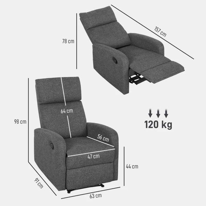 HOMCOM Реклайнер, Регулируем кресло с регулируема поставка за крака