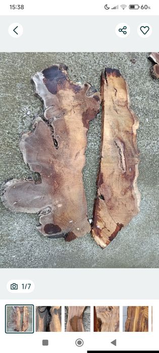 Lemn nuc, stejar, paltin, ulm, dud, cireș  pentru blaturi rășină epoxidică