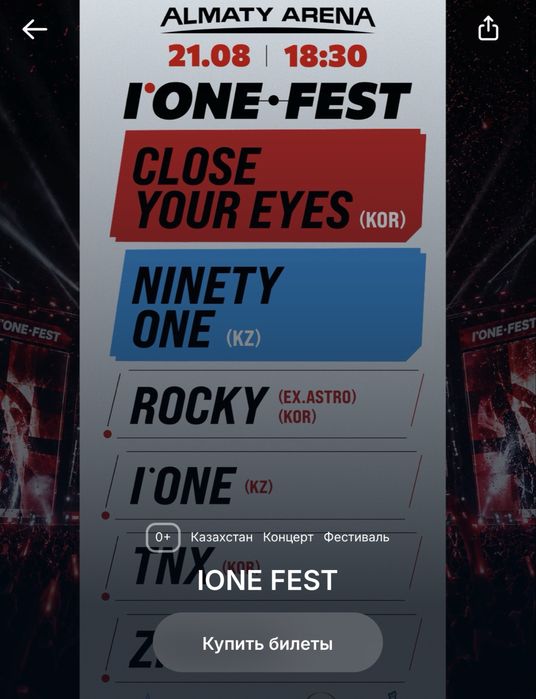Билет IONE FEST  фанзона
