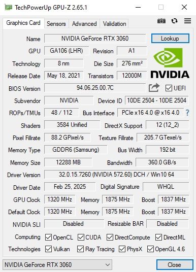 Видеокарта RTX 3060 12Gb