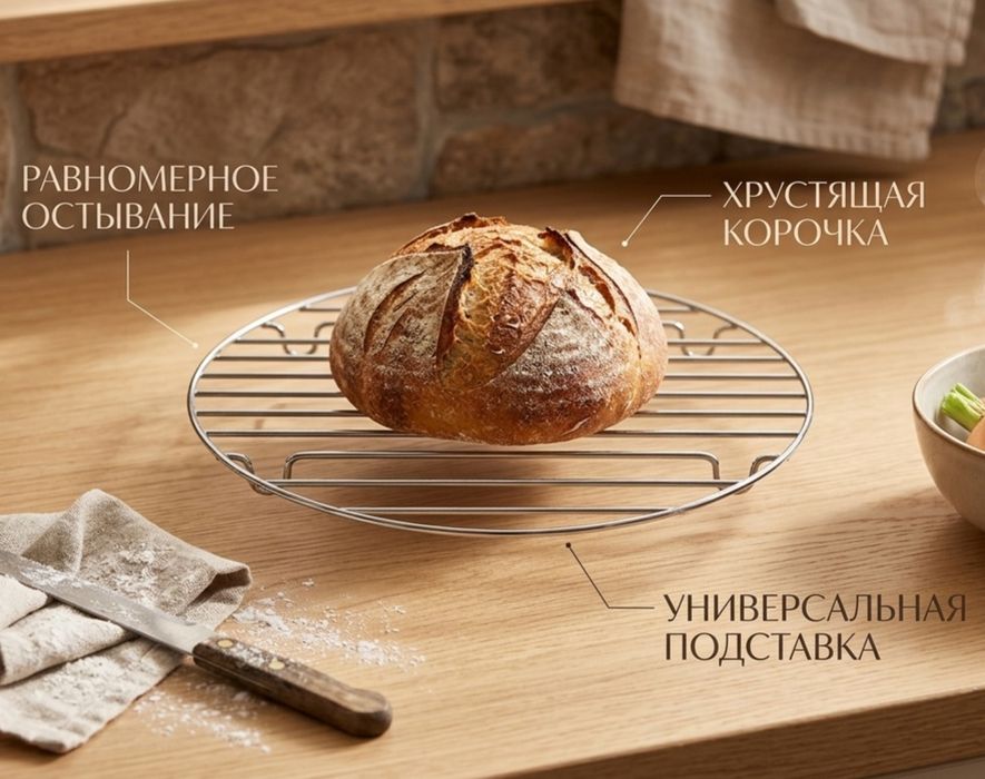 Универсальная круглая решетка-подставка 25см  (для выпечки, гриля, гор