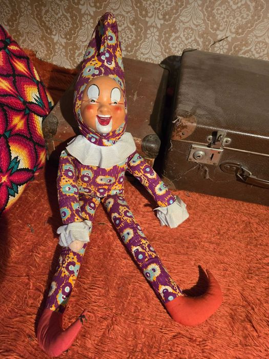 Стара детска парцалена кукла палячо, играчка от СОЦА