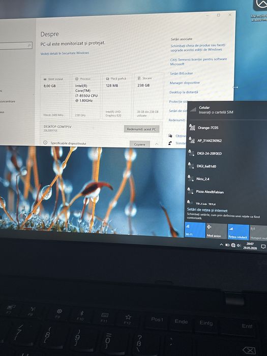Lenovo L480• i7-8550U• Cellular Sim• SSD 256gb• Bateria 5 ore• geanta noua