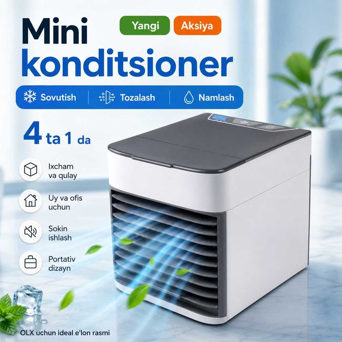 Mini konditsioner 4 in 1 — yozgi issiqda salqinlik uchun zo‘r tanlov!