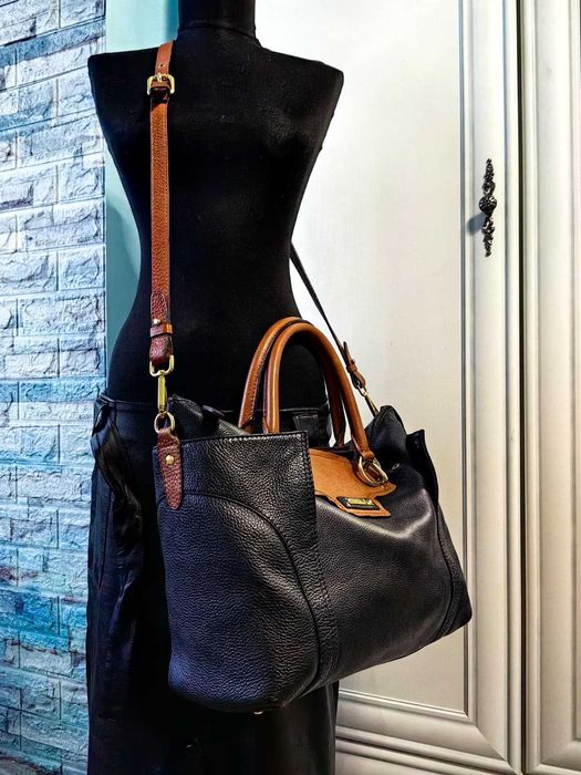 Geanta supradimensionata dama mana piele naturala neagra maro Musette