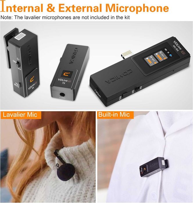 Microfon dual tip lavaliera USB C,CoMica VD life 10,2,4G,negru,sigilat