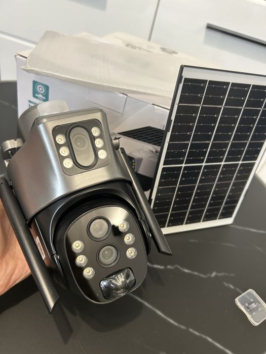 Camera de supraveghere tripla WI-Fi/10x/panou solar 4G SIGILATA/NOUA