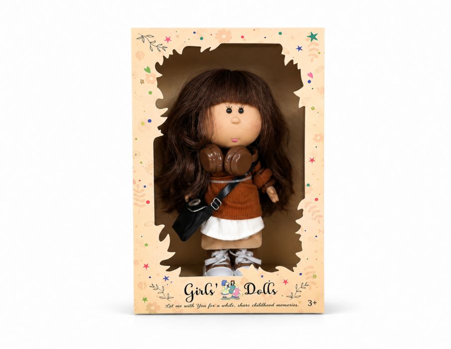 Кукла Girls’ Dolls с дълга коса, слушалки и чантичка, модерно облекло,