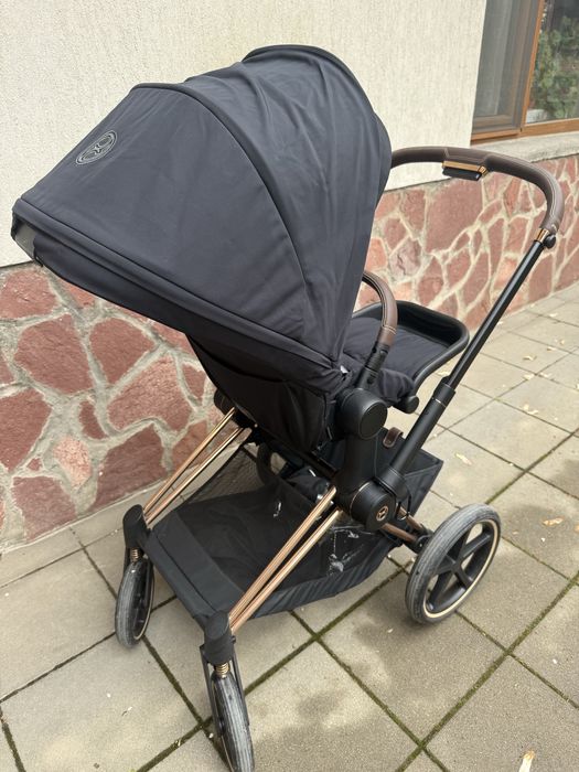 Бебешка количка Cybex Priam 4 Rose Gold в черно (кош за новородено и тапицерия 6м+)