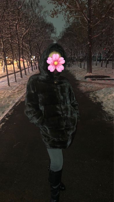Норковая шуба с капюшоном
