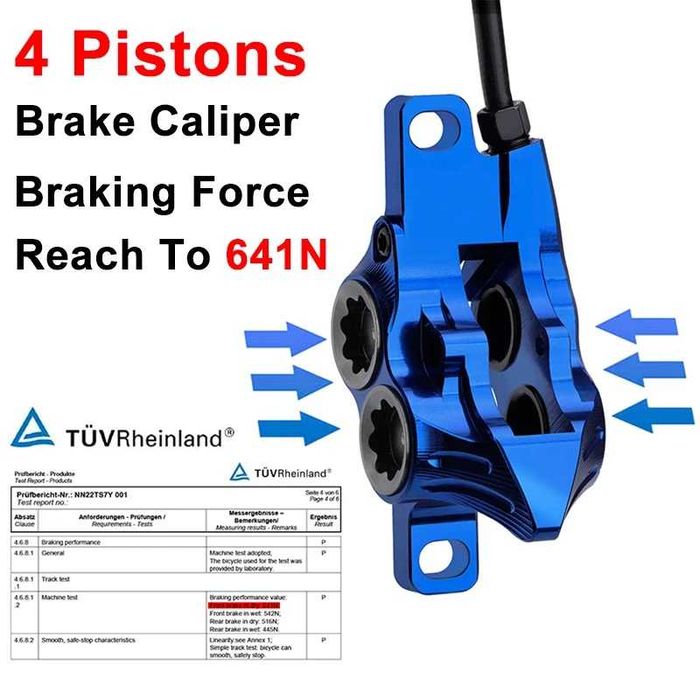 -55%Намаление Мощни 4 бутални хидравлични спирачки за велосипед колело