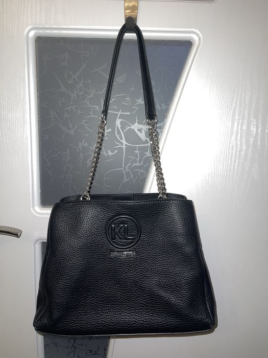 Karl Lagerfeld черна кожена чанта