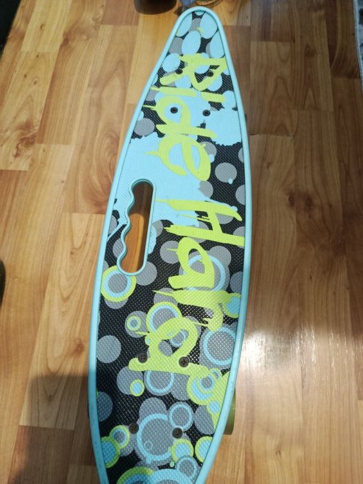 Penny Board portabil cu mâner Ride Hard,  - Turcoaz / Bleu