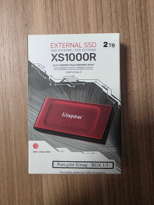 SSD Extern Kingston XS1000R, 2TB, USB 3.2 Gen 2 - SXS1000R/2000G