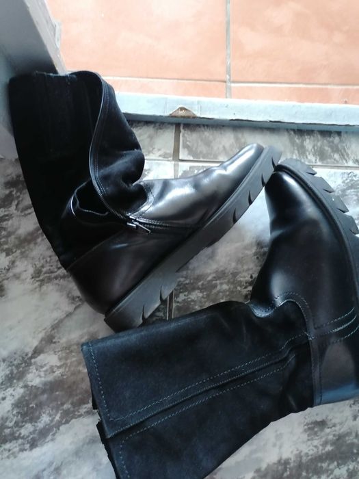 Cizme piele, jumate - jumate, marime 38