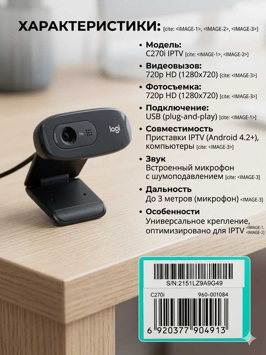 Веб-камера Logitech C270i IPTV новая в упаковке