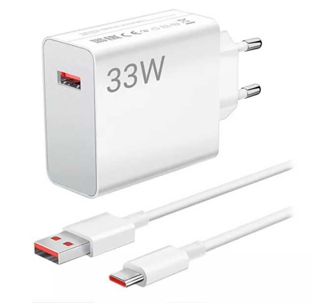 Зарядно устройство Xiaomi 33W Charging Combo /Type-A/, от контакт към 1x USB A(ж), 33W, бяло