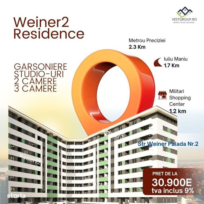 Apartament 2 camere TIP STUDIO direct dezvoltator Weiner2 — fotografia 1