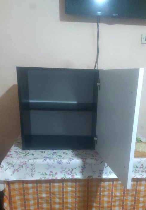 Dulap kos, o usa, Negru/ Alb Lucios Mdf