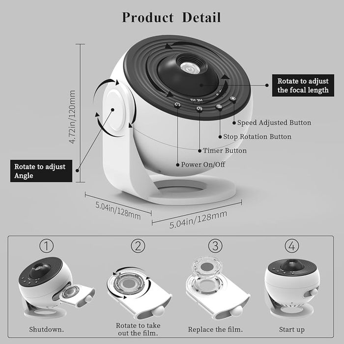 Звезден проектор, планетариум с 13 слайд диска и 360° въртене