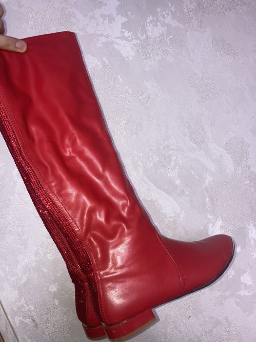 Сапоги красные ботфорды