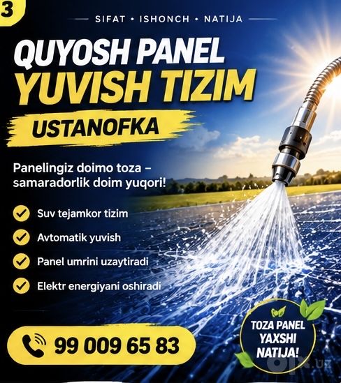 Quyosh panel yuvish tizim ustanofka