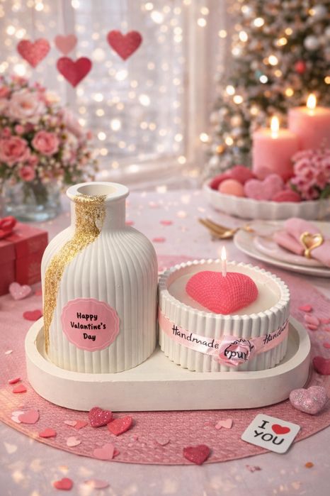 Cadou decoratiuni din praf ceramic cu lumanare