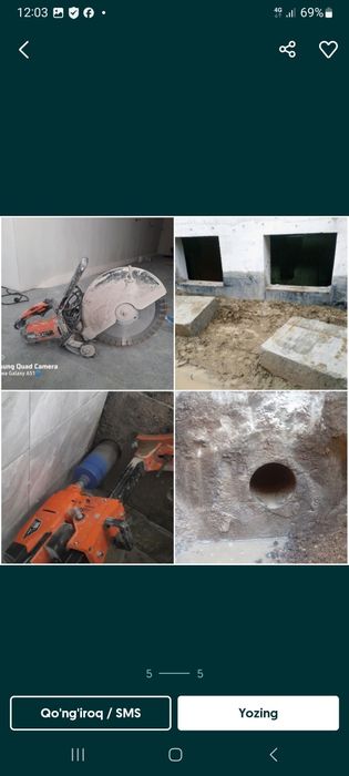 Beton buzish Kesish teshish xizmati