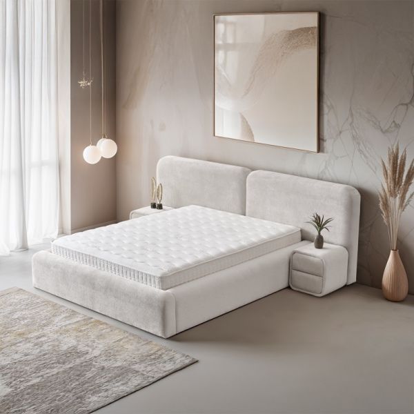 Тапицирана спалня с матрак MYKONOS 160 х 200 - перла SY