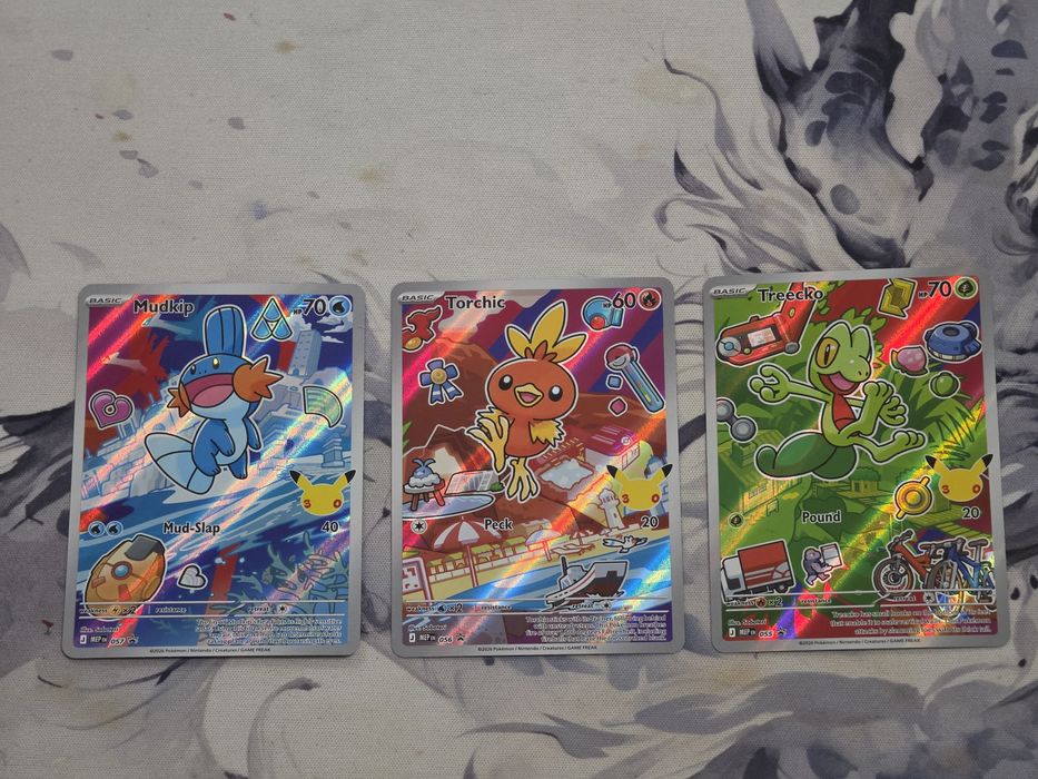 Pokemon tcg first partner collection illustration series 3 Treecko,Torchic,Mudkip set vand/schimb