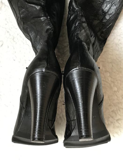 Cizme negre brand Diesel peste genunchi dama piele originale toc 11 cm