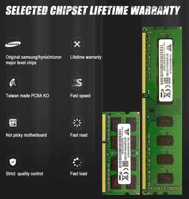 Desktop Oперативна Памет за Стационарен Компютър Настолен 8GB DDR3 RAM DDR4 8GB Пълна Съвместимост с Intel и AMD Процесори 288-pin 240-pin U-DIMM