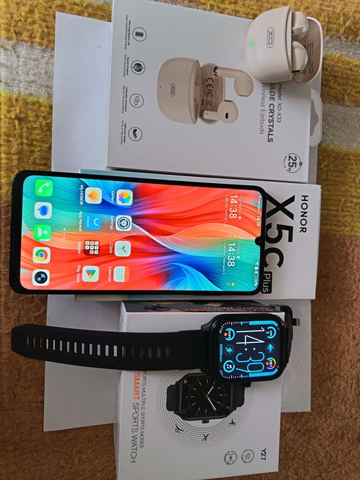 Pachet Honor X5c Plus + Smartwatch + Casti TWS
